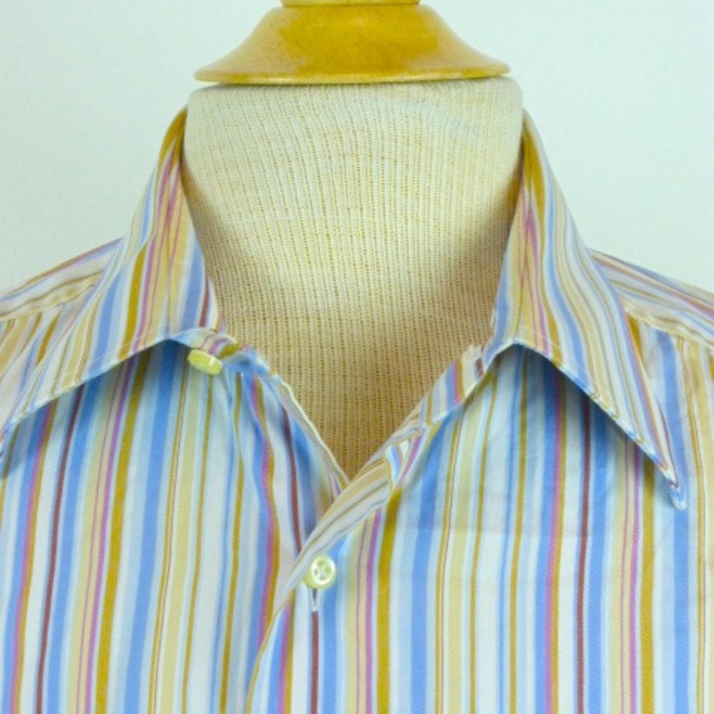 MASSIMO REBECCHI Italy blue striped shirt M